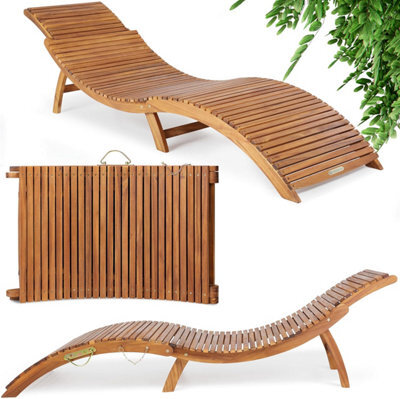 Casaria Wooden Sun Lounger For Garden - Folding Adjustable Sunlounger - image 1