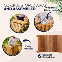 Casaria Wooden Sun Lounger For Garden - Folding Adjustable Sunlounger - thumbnail 4