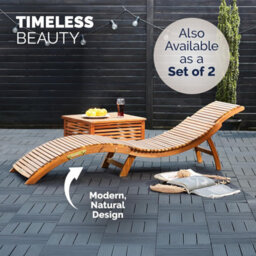 Casaria Wooden Sun Lounger For Garden - Folding Adjustable Sunlounger - thumbnail 6