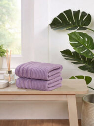 Rapport Home Linear Bath Towel Pure Cotton Lavendar Pink