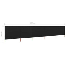 Berkfield 5-Panel Wind Screen Fabric 600X160 Cm Black - thumbnail 6