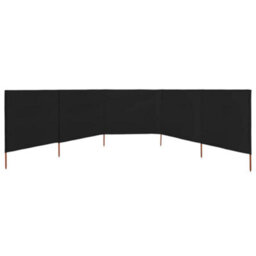 Berkfield 5-Panel Wind Screen Fabric 600X160 Cm Black - thumbnail 3