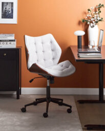 Beliani Desk Chair Lompoc Faux Linen Grey - thumbnail 2
