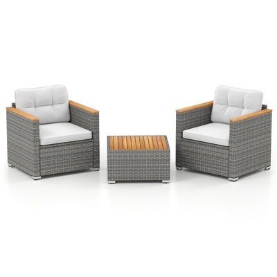 Costway 3 Pieces Patio  Wicker Conversation Set Pe Rattan Outdoor Sofa Set - image 1