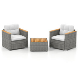 Costway 3 Pieces Patio  Wicker Conversation Set Pe Rattan Outdoor Sofa Set - thumbnail 1