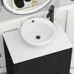Royal Bathrooms Royal Bathroom Elmore 700mm Matt Nocturne Black Freestanding Bathroom Vanity Unit 2 Drawer Plain White Worktop With Breeze Basin - thumbnail 4