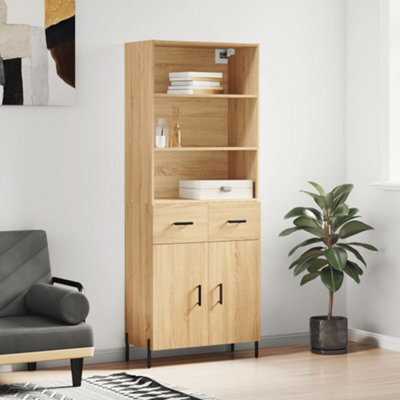 Berkfield Highboard Sonoma Oak 69.5X34X180 Cm Engineered Wood - image 1