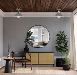 Semi Flush Ceiling Light 22Cm Cone Shade E27 Base Harwired Lighting Fixture For Bedroom Dining Room Hallway Kitchen Grey With Bulb - thumbnail 4