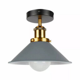 Semi Flush Ceiling Light 22Cm Cone Shade E27 Base Harwired Lighting Fixture For Bedroom Dining Room Hallway Kitchen Grey With Bulb - thumbnail 1