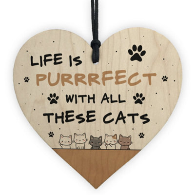 Red Ocean Life Is Perfect With All These Cats Sign Home Sign Funny Crazy Cat Lady Sign Pet Lover Gift - image 1