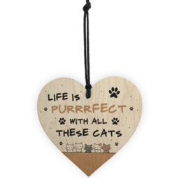 Red Ocean Life Is Perfect With All These Cats Sign Home Sign Funny Crazy Cat Lady Sign Pet Lover Gift - thumbnail 5