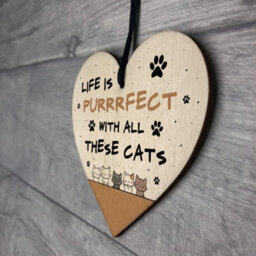 Red Ocean Life Is Perfect With All These Cats Sign Home Sign Funny Crazy Cat Lady Sign Pet Lover Gift - thumbnail 7