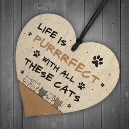 Red Ocean Life Is Perfect With All These Cats Sign Home Sign Funny Crazy Cat Lady Sign Pet Lover Gift - thumbnail 6