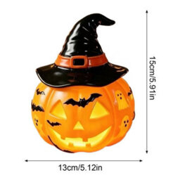 Amorly Large Pumpkin Desk Lamp With Witch Hat, Halloween Tabletop Decorations For Indoor & Outdoor, Bedroom, Living Room, Home, Office - thumbnail 4