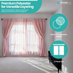 "Neel Blue Voile Curtains Slot Top, 2 Curtains, Rose Gold - 56"" Width X 72"" Drop" - thumbnail 5