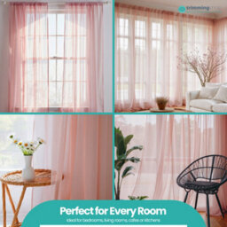 "Neel Blue Voile Curtains Slot Top, 2 Curtains, Rose Gold - 56"" Width X 72"" Drop" - thumbnail 8