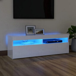 Berkfield Tv Cabinet With Led Lights High Gloss White 120X35X40 Cm - thumbnail 1