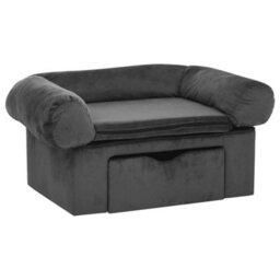 Berkfield Sturdy Dog Sofa With Drawer Dark Grey 75X50X38 Cm Plush - thumbnail 1