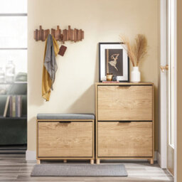 Sobuy Shoe Cabinet With 2 Doors 60X24X83Cm Nordic Fsr200-Ii-N - thumbnail 2