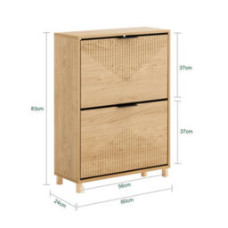 Sobuy Shoe Cabinet With 2 Doors 60X24X83Cm Nordic Fsr200-Ii-N - thumbnail 3