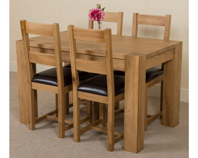 That's Furniture Kuba 125 X 80 Cm Chunky Oak Small Dining Table And 4 Chairs Dining Set With Lincoln Chairs - image 1