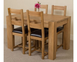 That's Furniture Kuba 125 X 80 Cm Chunky Oak Small Dining Table And 4 Chairs Dining Set With Lincoln Chairs - thumbnail 1