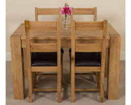 That's Furniture Kuba 125 X 80 Cm Chunky Oak Small Dining Table And 4 Chairs Dining Set With Lincoln Chairs - thumbnail 2