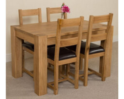 That's Furniture Kuba 125 X 80 Cm Chunky Oak Small Dining Table And 4 Chairs Dining Set With Lincoln Chairs - thumbnail 3