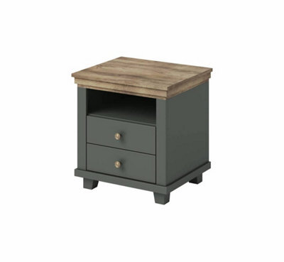 Arte Evora 22 Bedside Table W520mm H540mm D420mm - Green & Oak Lefkas, Stylish Design With 2 Drawers - image 1