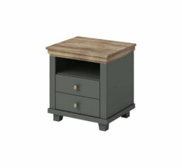 Arte Evora 22 Bedside Table W520mm H540mm D420mm - Green & Oak Lefkas, Stylish Design With 2 Drawers - thumbnail 1