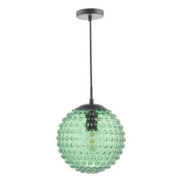 The Lighting Studio Hobnail Pendant Matt Black & Green Glass - thumbnail 2