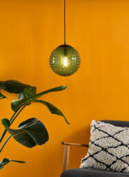 The Lighting Studio Hobnail Pendant Matt Black & Green Glass - thumbnail 4