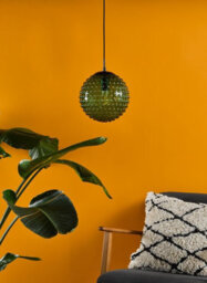 The Lighting Studio Hobnail Pendant Matt Black & Green Glass - thumbnail 5