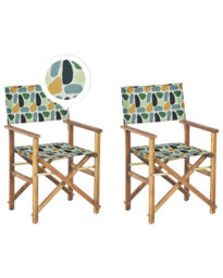 Beliani Garden Director's Chairs Set Of 2 - Light Acacia Folding Sling Chairs With Replacement Fabrics And Covers - thumbnail 3