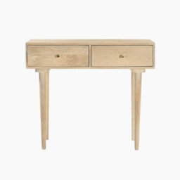 Furniturebox Uk Everest Rectangle White Oak Wood 2 Drawer Console Table - thumbnail 3
