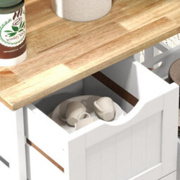Homcom Rolling Kitchen Island Cart, Bar Serving Cart On Wheels White - thumbnail 9