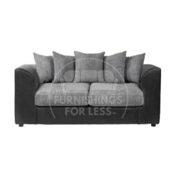 Furnishings For Less UK Luxor Jumbo Cord 3 + 2 Black And Grey Fabric Sofa Suite - thumbnail 4