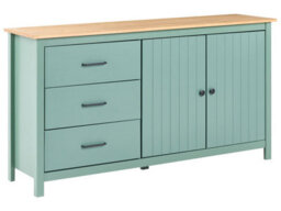 Wyld And Coco Nordic Pine Sideboard Green 2-Door 3-Drawer Scandinavian Style 150Cm - thumbnail 3