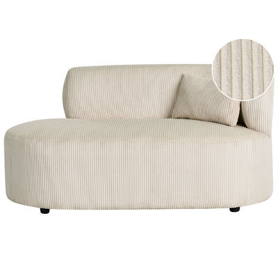Beliani Right-Hand Chaise Longue Vanvey Corduroy Light Beige - image 1