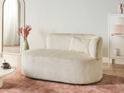 Beliani Right-Hand Chaise Longue Vanvey Corduroy Light Beige - thumbnail 2