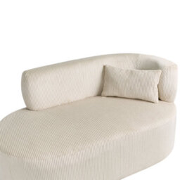 Beliani Right-Hand Chaise Longue Vanvey Corduroy Light Beige - thumbnail 7