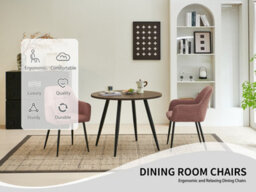 Sonara Modern Set Of 2 Dining Chairs With Plush Chenille, Curved Backrest And Metal Legs - thumbnail 8