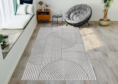 Stratus Interiors Degas Large Geometric Rug 200 X 290 Cm - Cream / Grey - Large - image 1