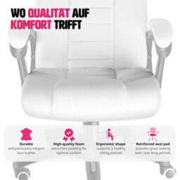 Tectake Luxury Office Chair Made Of Artificial Leather - Desk Chair Computer Chair - White - thumbnail 8