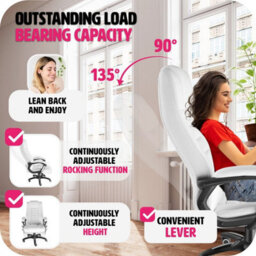 Tectake Luxury Office Chair Made Of Artificial Leather - Desk Chair Computer Chair - White - thumbnail 4