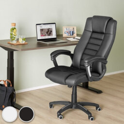 Tectake Luxury Office Chair Made Of Artificial Leather - Desk Chair Computer Chair - White - thumbnail 9