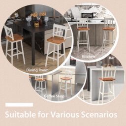 Costway Set Of 2 Swiveling Bar Stools Solid Rubber Wood Dining Chairs W/ Footrest - thumbnail 8