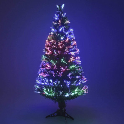 4Ft Green Artificial Fibre Optic Christmas Tree - Xmas Tree With Color Changing Multicolor Fibre Optic And Solid Metal Stand - image 1
