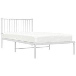 Berkfield Metal Bed Frame With Headboard White 100X200 Cm - thumbnail 3