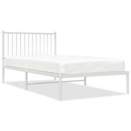 Berkfield Metal Bed Frame With Headboard White 100X200 Cm - thumbnail 2